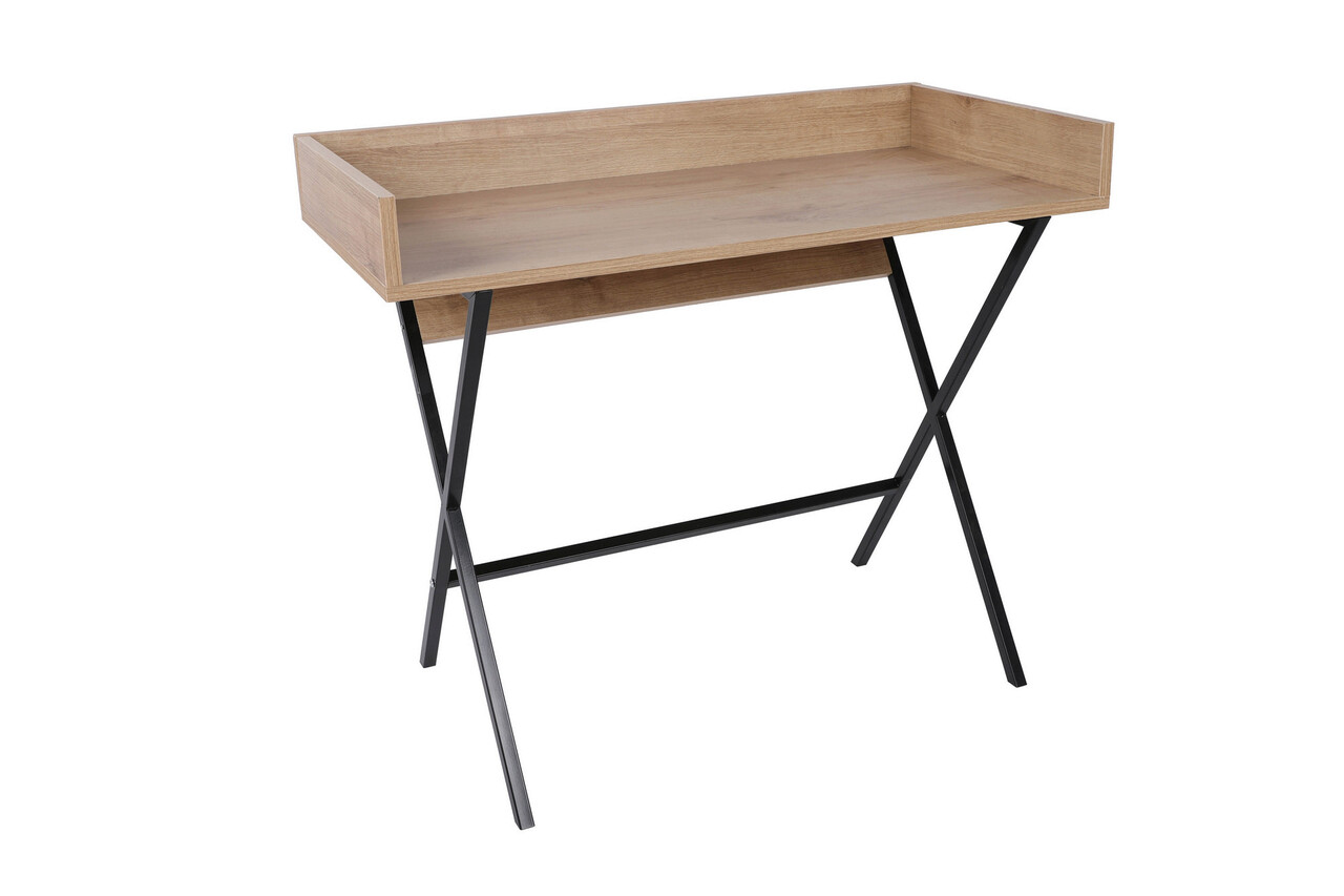 Birou, Hanah Home, Miguel, 100x50x89 cm, Stejar / Negru - imagine 4